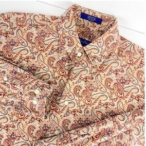 Alan Flusser M Men's Paisley Print Cotton Long Sleeve Button Down Shirt Business